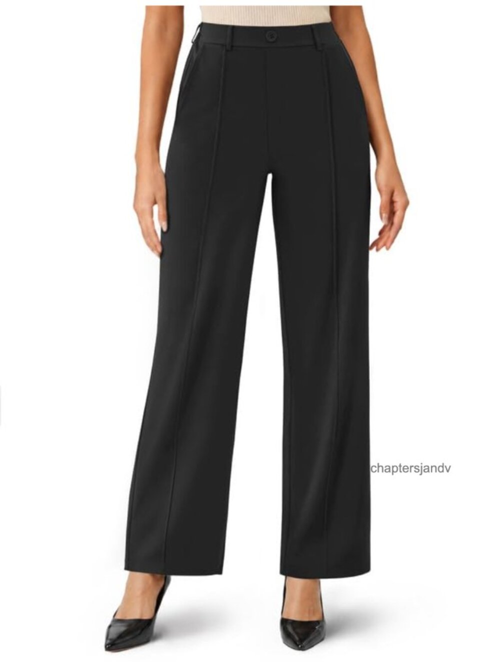 Wide Leg Work Pants Stretchy Pull-On Business Casual